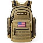 SHARKMOUTH Diaper Bag Backpack for Dad and Mom, Military Molle diaper Pack with Insulated Bottle Holders and Wipe Pocket, Tan, Large (Pack of 1), Classic