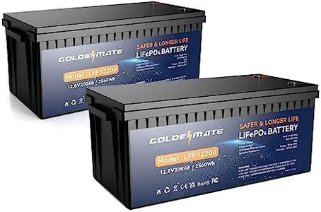 GOLDENMATE 12V 200Ah LiFePO4 Lithium Battery(2-Pack), Rechargeable Battery Up to 15000 Cycles, Built-in 200A BMS, Back Up Battery for RV, Solar, Trolling Motor Fish Finder, Off-Grid Applications