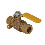 Midline Valve 947M234 Premium Brass Full Port Ball Valve with Drain 1/2 in. Compression Connections