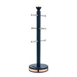 Tower T826132MNB Cavaletto Mug Tree with Stainless Steel Stoppers, Soft Underliner, Midnight Blue and Rose Gold