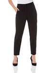 Roman Originals Work Trousers for Women UK Ladies Office Smart Stretch Suit Pants Cigarette Straight Leg Tailored High Elasticated Waist Tapered Ankle Grazer Slim - Regular Black (28 inch) - Size 20