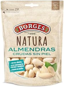 Borges - Almendra sin Piel Cruda Borges Natura - Con alto contenido en vitamina E, Fósforo, Magnesio, Hierro y Calcio - Frutos Secos sin Gluten - Paquete de 110 gramos.