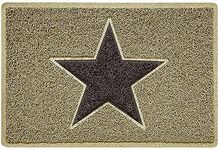 Nicoman STAR Door Mat｜Entrance Barrier Dirt-Trapper Floor Mat｜Patio Garden Conservatory Doormat｜Indoor Outdoor Matt｜Beige with Brown Star, 60x40cm