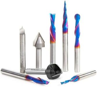 Amana Tool AMS-177-K 8-Pc CNC Router Bit Collection Featuring V-Grooves, Point Roundover and Multi-Purpose Spektra Bits, 1/4 Shank