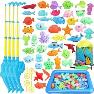 TOY Life 4-Player Magnetic Fishing Game for Kids 3-5, Kids Fishing Pole, Toddler Fishing Pole, Magnetic Fishing Toy, Toddler Bath Toys for Kids, Kids Fishing Rod, Summer Pool Water Fish Toys for Kids