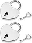 SING F LTD 2PCS Heart Shaped Padlocks with 2PCS Keys Cute Mini Metal Locks for Diary Book Jewelry Box Storage Unit Drawer Cabinet Silver