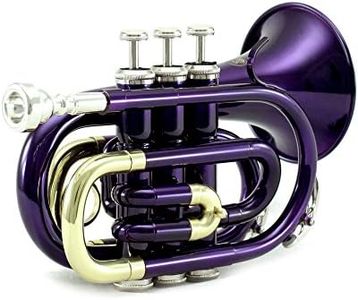 Sky Band Approved Purple Plated Bb Pocket Trumpet with Case, Cloth, Gloves and Valve Oil, Guarantee Excellent Sound