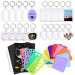 20 Pcs Scratch Art Keyring Kits, Double Sided Blank Photo Keyrings, Magic Scratch Rainbow Papers Key Chain Set, Design Your Own Badge to Make Badge Material for Craft Supplies DIY Badges