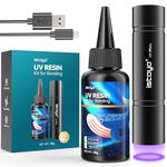 ISTOYO UV Resin Kit with Light, 30g UV Resin with Rechargeable UV Flashlight 395NM, Fast curing in Seconds for Bonding, Jewelry, Plastic or Glass Repair, Stains Detection