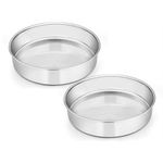 8 Inch Cake Pan Set of 2, E-far Stainless Steel Round Layer Cake Baking Pans, Non-Toxic & Healthy, Mirror Finish & Dishwasher Safe