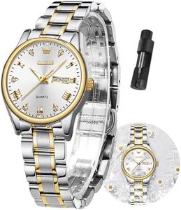 OLEVS Womens Dress Watch Silver and Gold Stainless Steel Watches for Women with Day and Date Waterproof Quartz Analog Luxury Classic Simple Ladies Wrist Watches for Small Wrists Watch,reloj de Mujer