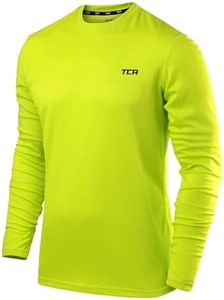 TCA Men's Element Long Sleeve Crew Neck Running Top - Lime Punch, Medium