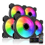 EZDIY-FAB 120mm Computer Case Fan,Motherboard Aura Sync Fan,High Airflow,Speed Adjustable,Addressable RGB Fan with Fan hub X and Remote-5 Pack