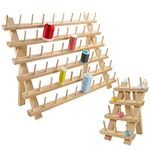 New brothread 60 Spools + 12 Spools Wooden Thread Rack/Thread Holder Organizer with Hanging Hooks for Sewing, Quilting, Embroidery, Hair-braiding - Mother + Baby Thread Rack