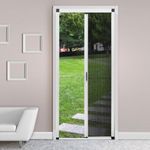 ROOMNEST No-Drilling Retractable Screen Door, Folding Door with Aluminum Frame and Durable Mesh, Keeps Bugs Out, for Single Door or Double Door Customize Size(White）