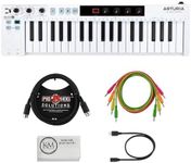 Arturia KeyStep 37 MIDI Keyboard Controller and Sequencer Bundle with MIDI Cable (6ft) + Mono Patch Cables | 4pk + Microfiber Cleaning Cloth (4 Items)