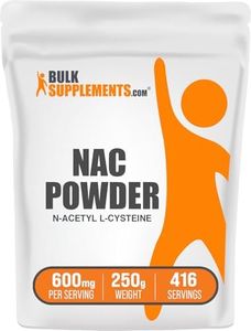 BulkSupplements.com NAC Powder - N-Acetyl Cysteine 600mg, NAC Supplement - Antioxidant Support, Gluten Free - 600mg per Serving, 416 Servings, 250g (8.8 oz) (Pack of 1)