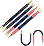 UCINNOVATE BFA Speaker Jumper cables with Banana Plugs, 4 Pack 20cm/7.8” BFA to Y Plug Banana Bi-Wire Speaker Cable Bridge, 11AWG HiFi Speaker Jumper Cable with Gold Plated Spade for Home Theater