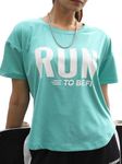 CHKOKKO Women Round Neck Dry Fit Gym Sports Printed Regular Fit T-Shirt Seagreen 5Xl