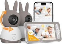 ieGeek 2K WiFi Baby Monitor with Two Cameras, Phone App & 5" Split-Screen Control, Smart Video Camera, Night Vision, Automatic Tracking, PTZ, Crying Detection, Temperature/Humidity Sensor, Baby Gift