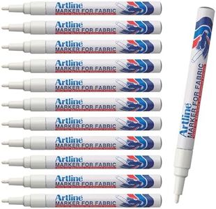 Artline Pack of 12 Laundry Marker Pens (White). Wash Resistant Fabric Pens Permanent for Clothes or Dark Linen, Fast Drying Clothes Marker Pens, No Fade After Washing - Genuine Artline Fabric Markers
