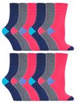 Gentle Grip 12 pack ladies patterned wide top socks in 20 styles (SOLRH187)