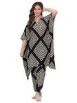 rytras Women's Printed Kaftan Kurta and Pant Set(Black,L)