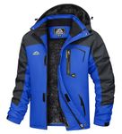 TACVASEN Mountain Jacket Mens Fleece Climbing Snow Ski Jacket Winter Snowboarding Windproof Softshell Skiing Jacket Waterproof Hoodie Blue