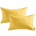 MIULEE Pack of 2 Decorative Outdoor Waterproof Pillow Covers Garden Cushion Sham Throw Pillowcase Shell for Patio Tent Couch 12x20 Inch Yellow