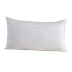 HOMESCAPES White Pure Egyptian Cotton King Size Pillowcase 330 TC 500 Thread Count Percale Equivalent Satin Stripe Housewife Pillow Case