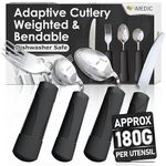 iMedic Weighted Bendable Cutlery for Disabled Hands (The Knife Does Not Bend) - Disabled Cutlery for Adults Suffering from Parkinson's and Tremors - 1 Set Black