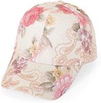 ZLYC Women Fashion Floral Print Baseball Cap Hawaiian Adjustable Snapback Dad Hat, Beige, Medium