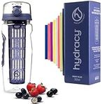 Hydracy Fruit Infuser Water Bottle - 32 oz Sports Bottle - Time Marker & Full Length Infusion Rod + 27 Fruit Infused Water Recipes eBook Gift - Deep Purple