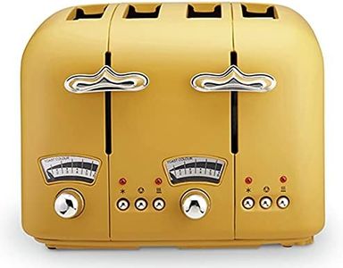 De'Longhi Argento Silva Toaster CT04Y , 4 Slice Toaster With Reheat, Defrost and Cancel Functions, 5 Browning Settings, Removable Crumb Tray, Gingko Yellow