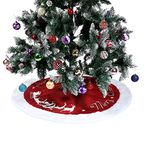 HEMOTON 47 Inch Christmas Tree Plush Skirt Decoration for Merry Christmas Party Polyester Christmas Tree Skirt Decorations