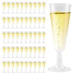 VicBou 50 PCS Champagne Flutes, 160ml/5.6oz Plastic Champagne Flutes, Clear Champagne Glasses Reusable Stemmed Party Wine Cups for Garden Wedding Anniversary Shower Parties