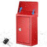 Yaocom Metal Locking Mailbox Wall Mount Mailbox Key Drop Mailbox for Outside Suggestion Box Money Box Donation Box for Cash Hanging Secure Postbox with 2 Keys Office Garden(Red,10 x 5.5 x 3)