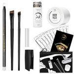 Eyebrow Mapping Kit with 30m White Mapping String, 15g White Brow Paste + 2 Eyebrow Brush Set, White Eyebrow Mapping Pencil, Pencil Shaper and Blades, 20 Mapping Ruler Stencils and Instructions