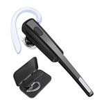 COMEXION Bluetooth Headset, Wireless Business Earpiece V4.1 Lightweight Noisy Suppression Bluetooth Earphone with Microphone for Phone/Laptop/Car (Black+Case)