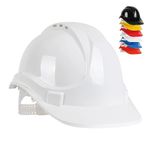 Blackrock White Hard Hat, Safety Helmet, Hard Hats Construction, Hardhat, PPE, Construction Helmet, Mens Womens Childs Multi-Position 6-Point Adjustable, Builders, Work Safety Equipment & Gear