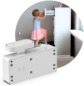 Cabinet Lock RFID Card NFC eLinkSmart Hidden Drawer Lock for Child Safety Cupboard Door Kitchen Pantry Furniture Support Phone or Watch App No Drilling Required White
