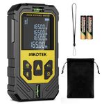 NIKOTEK Laser Measure Device 50M, Laser Distance Meter IP54 Portable Digital Measurement Tool Range Finder with Bubble Levels and 4 Line Black LCD Display (2*Battery Include)