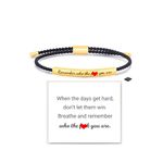 LIU JUN Remember Who The F You Are Motivational Tube Bracelet For Women, Adjustable Hand Bradied Wrap Stainless Steel To My Daughter/Best Friend Inspirational Gifts Teen Girls Jewelry, Medium,