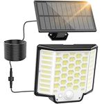 Solar Motion Sensor Lights Outdoor, Collasis 3 Modes LED Solar Flood Lights,Large Separate Solar Panel with 16.4ft Cable, 270°Wide Angle, IP65 Waterproof Solar Security Lights for Outside-1 Pack