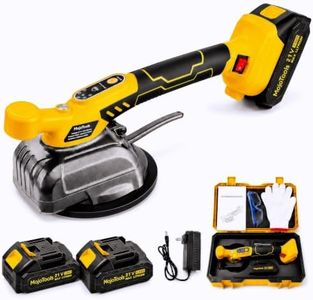 MoJoTools Cordless Tile Vibration Leveling Machine, 21V Tile Vibrator with 14 cm Suction Cup, 6-Speed Control, 2×2.0Ah Lithium-Ion Batteries, Charger and Carrying Case for Floor