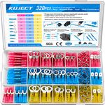 Kuject 320 PCS Heat Shrink Wire Connectors kit, Multipurpose Waterproof Electrical Wire Terminals, Insulated Crimp Connectors Ring Fork Spade Butt Splices for Automotive Marine Boat Truck