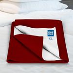 Mee Mee Instadry Cotton Bed Protector Mattress Extra Absorbent, Breathable, Soft and Gentle, Reusable Waterproof Quick Dry Baby Cot Sheet for Toddler Infant, 0 to 36 Month, 140x220cm (Maroon)