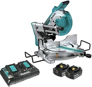 Makita XSL04PTU 18V X2 LXT Lithium-Ion (36V) Brushless Cordless 10" Dual-Bevel Sliding Compound Miter Saw Kit, Aws & Laser (5.0Ah)