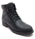 Thomas Crick Men's 'Hawkes' Ankle Derby Leather Zip Boots, Fashionable, Trendy, Comfortable, Perfect for Walking, Trendy Leather boots (Black/Wood)