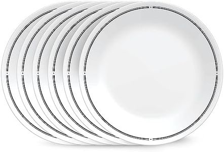 Corelle 6-Piece 8.5" Lunch Round Plates, Vitrelle Triple Layer Glass, Lightweight Round Plates, Salad Plates, Chip and Scratch Resistant, Microwave and Dishwasher Safe, Brasserie, Medium